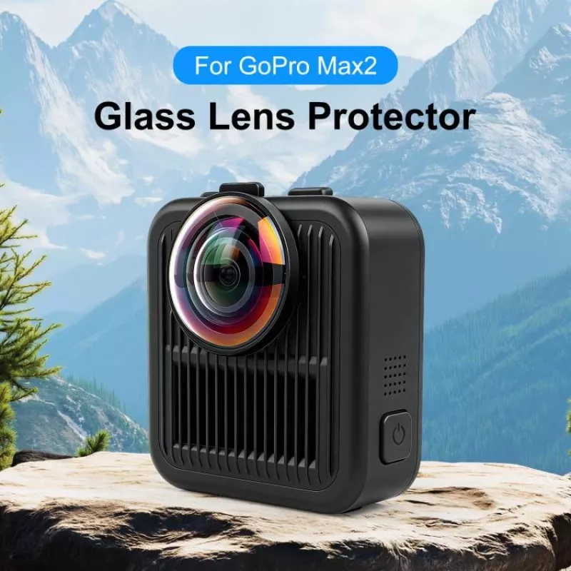 PULUZ 2x Grūdinto stiklo objektyvo apsauga, skirta GoPro Max 2 – juodas rėmelis