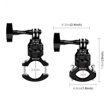 PULUZ PU796B 360° vairo laikiklis motociklui / dviračiui, tinka GoPro, SJCAM, Xiaomi, DJI