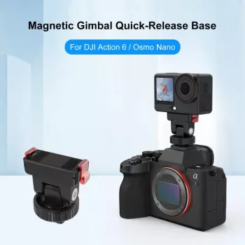 PULUZ Magnetinis greito atsegimo laikiklis su 1/4 inch sriegiu ir Cold Shoe lizdu, skirtas DJI Osmo Action 6/5/4/3, Nano, PU1071B