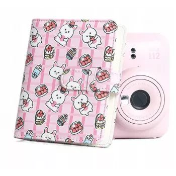 LOVEINSTANT Fotoalbumas 64 nuotraukoms, skirtas Fujifilm Instax Mini 99 41 12 40 11 Evo LiPlay Link, Braškių zuikučių dizainas