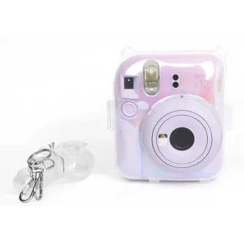 LOVEINSTANT 2-in-1 rinkinys: Dėklas ir nuotraukų dėžutė Fuji Instax Mini 12 – Skaidrus su blizgučiais