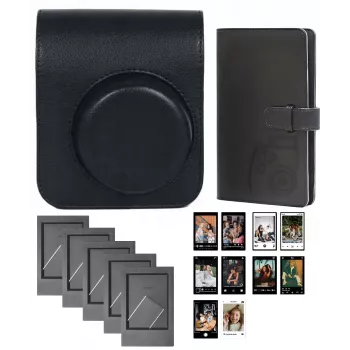 LOVEINSTANT 4-in-1 Accessory Bundle for Fujifilm Instax Mini 41 - Black Case, Album, Frames & Stickers