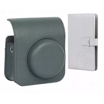 LOVEINSTANT Camera Case & Photo Album Set for Fujifilm Instax Mini 41, Grey, Holds 96 Photos