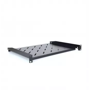 RACKTEL RL-PD600S 1U 19 colių priekyje montuojama lentyna, 600 mm gylis, 20 kg keliamoji galia, juoda (RAL 9005)