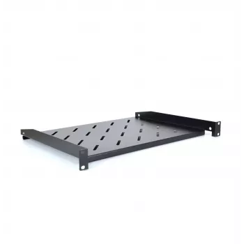 RACKTEL RL-PD600S 1U 19 colių priekyje montuojama lentyna, 600 mm gylis, 20 kg keliamoji galia, juoda (RAL 9005)