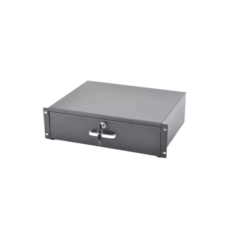 RACKTEL RL-SZ3U 3U Sliding Drawer for 19-Inch Racks, Black (RAL 9005)