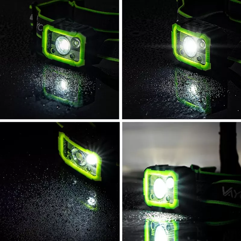 VAYOX VA0187 įkraunamas žibintuvėlis ant galvos, 750 lm, CREE + SMD, judesio jutiklis, IP66