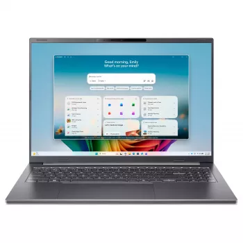 Acer Aspire 16 AI A16-I71M-96Q0 Copilot+ PC nešiojamas kompiuteris, 16 colių WUXGA OLED 120Hz, Intel Core Ultra 9 386H, 16GB LPDDR5x, 512GB SSD, Windows 11 Home, vokiška QWERTZ klaviatūra
