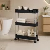 LEAN Multifunctional Mobile Shelf 3 Shelves on Wheels Black