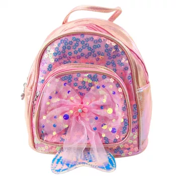 LEAN Vaikiška kuprinė su blizgučiais ir tiulio lankeliu Rožinė 20cm 3.8L