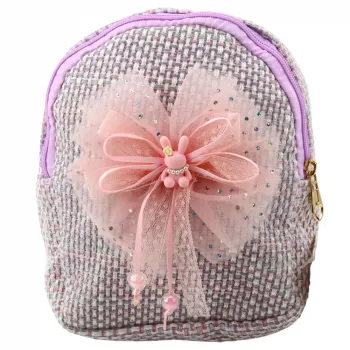 LEAN vaikiška kuprinė su pynute ir zuikučiu violetinė 21cm 2L