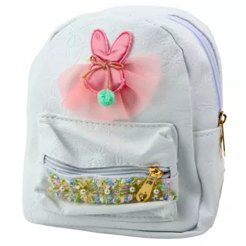 LEAN Vaikiška kuprinė Zuikis Tiulinė Dekoratyvinė Juostelė Balta 2.5L 20cm