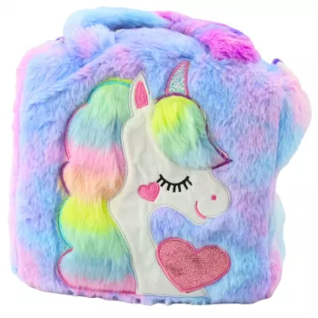 LEAN Plush Children's Bag with Unicorn Adjustable Shoulder Colorful 24x9cm