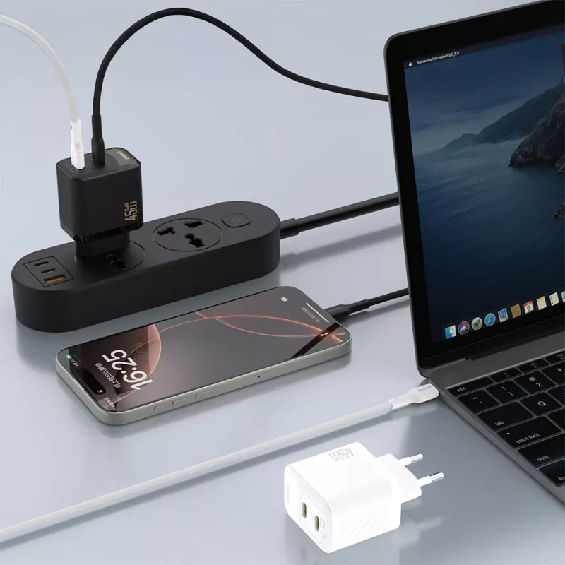 Dudao A28PEU GaN 45W PD 2xUSB-C Wall Charger Black