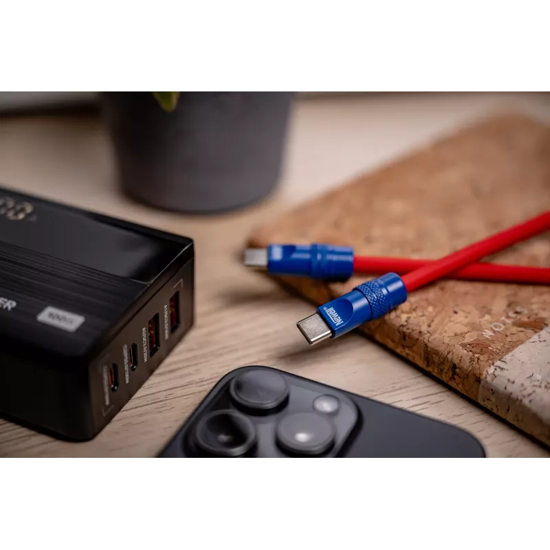 Newell USB-C į USB-C laidas 100W 2m Silikoninis Raudonai-Tamsiai Mėlynas