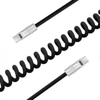 Newell USB-C į USB-C laidas 100W 1,5m Silikoninis spiralinis juodas