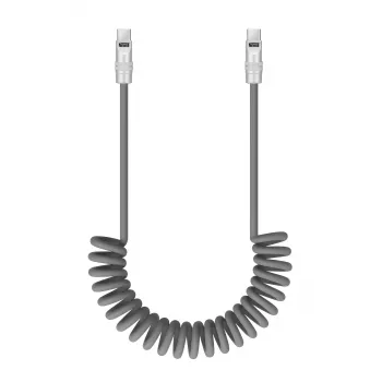 Newell USB-C į USB-C laidas 100W, 1,5m, silikoninis, spiralinis, pilkas