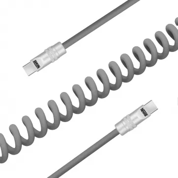 Newell USB-C į USB-C laidas 100W, 1,5m, silikoninis, spiralinis, pilkas
