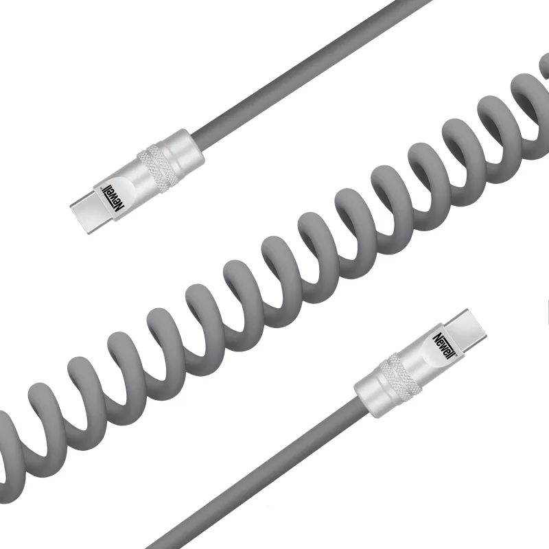 Newell USB-C į USB-C laidas 100W, 1,5m, silikoninis, spiralinis, pilkas