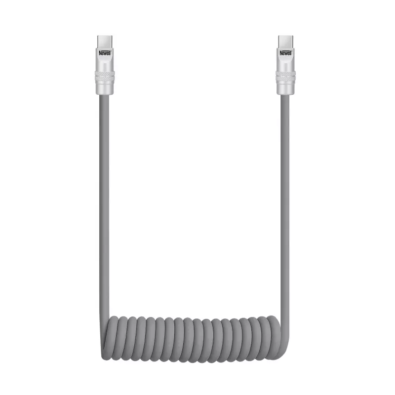 Newell USB-C į USB-C laidas 100W, 1,5m, silikoninis, spiralinis, pilkas