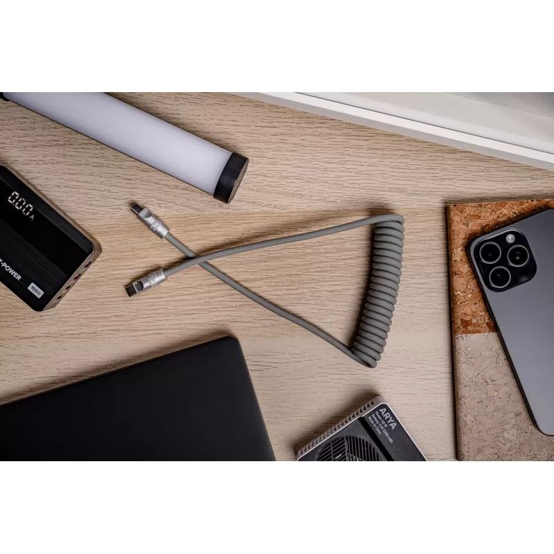 Newell USB-C į USB-C laidas 100W, 1,5m, silikoninis, spiralinis, pilkas
