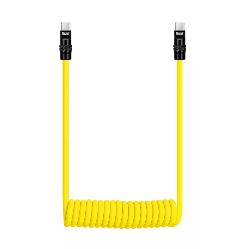 Newell USB-C į USB-C laidas 100W, 1,5m, silikoninis, spiralinis, geltonai juodas