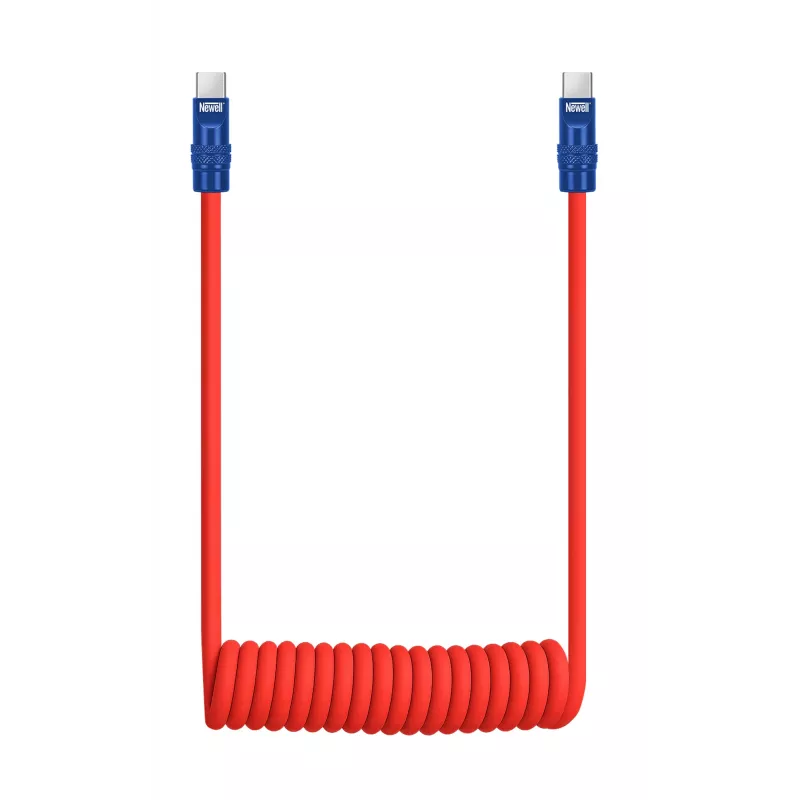 Newell USB-C į USB-C laidas 100W 1,5m Silikoninis spiralinis raudonai-tamsiai mėlynas