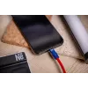 Newell USB-C į USB-C laidas 100W 1,5m Silikoninis spiralinis raudonai-tamsiai mėlynas