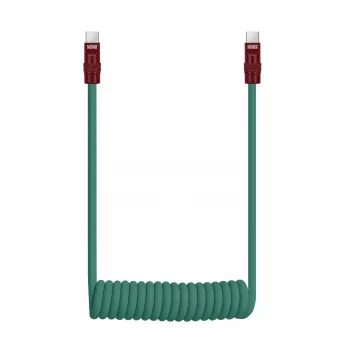 Newell USB-C į USB-C laidas 100W, 1,5m, silikoninis, spiralinis, žaliai-burgundiškas