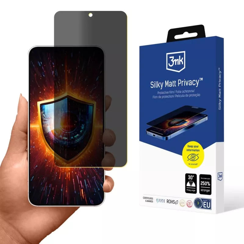 3MK Silky Matt Privacy - Matinis privatumą užtikrinantis ekrano apsauginis stiklas, skirtas Samsung Galaxy S25 Edge