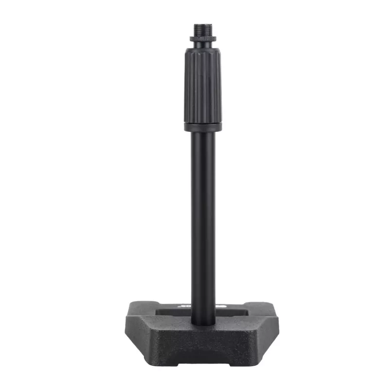 MOZOS DTS803 Profesionalus mikrofono stovas stalui, juodas, sunkus ketaus pagrindas, 150mm pagrindas, teleskopinis aukštis 230-350mm, 3/8 inch sriegis su 5/8 inch adapteriu