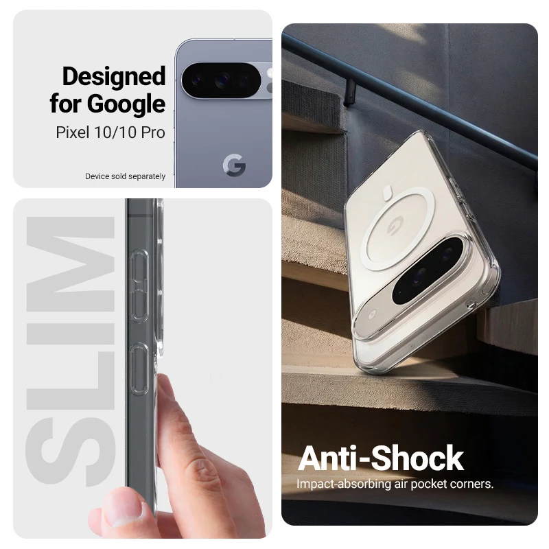 Crong Hybrid Clear Magnetic Case su MagSafe, skaidrus, skirtas Google Pixel 10 / 10 Pro