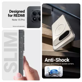 Crong Hybrid Clear Magnetic Case, skirtas Xiaomi Redmi Note 15 Pro 5G, permatomas