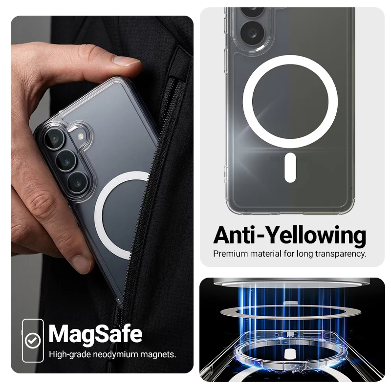 Crong Hybrid Clear Magnetic Case MagSafe, skaidrus, skirtas Xiaomi Redmi Note 15 Pro+ 5G