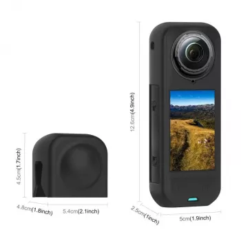 PULUZ Apsauginis silikoninis dėklas ir objektyvo dangtelis, skirtas Insta360 X5 / X3 / PU757B