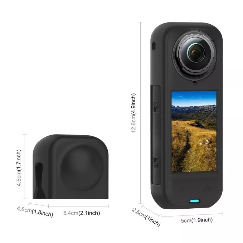 PULUZ PU757B objektyvo dangtelis ir silikoninis apsauginis dėklas Insta360 X5