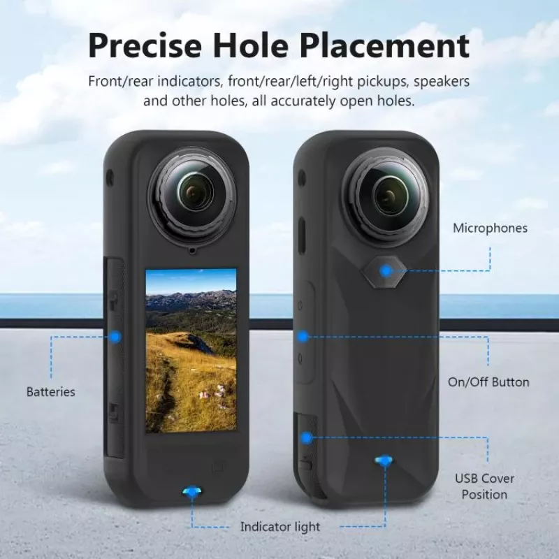 PULUZ PU757B objektyvo dangtelis ir silikoninis apsauginis dėklas Insta360 X5