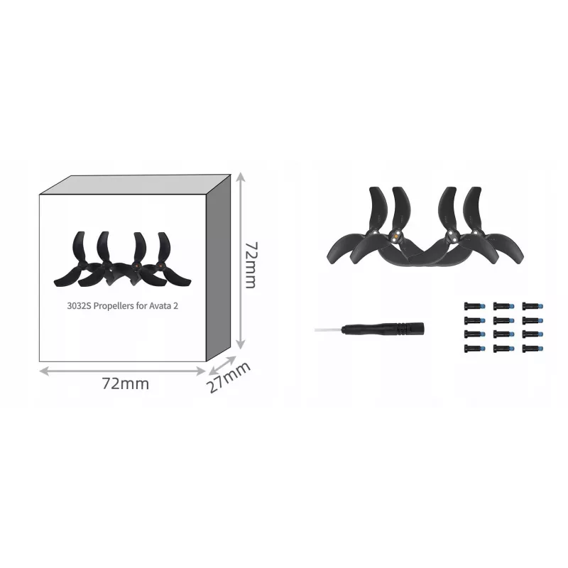 SUNNYLIFE 3032S-2-D Propeller Set 4 Pieces for DJI Avata 2 - Black