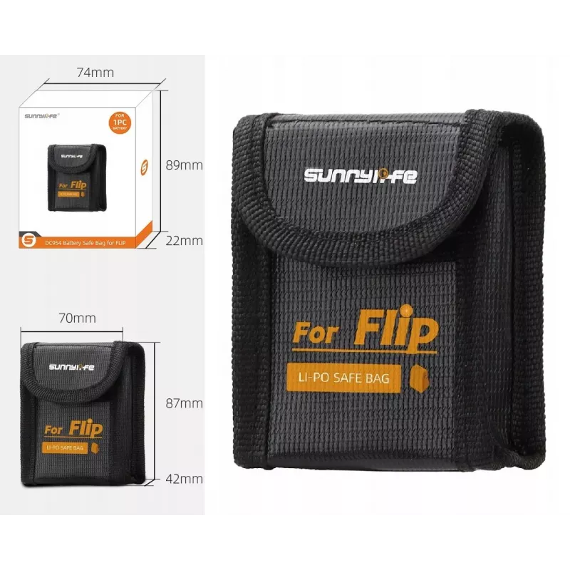SUNNYLIFE Fireproof LiPo Battery Safe Bag for DJI Flip Drone - 1 Battery Capacity