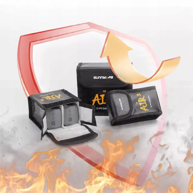 SUNNYLIFE Fireproof Battery Safety Bag for DJI Air 3 / 3S Intelligent Flight Battery - Black
