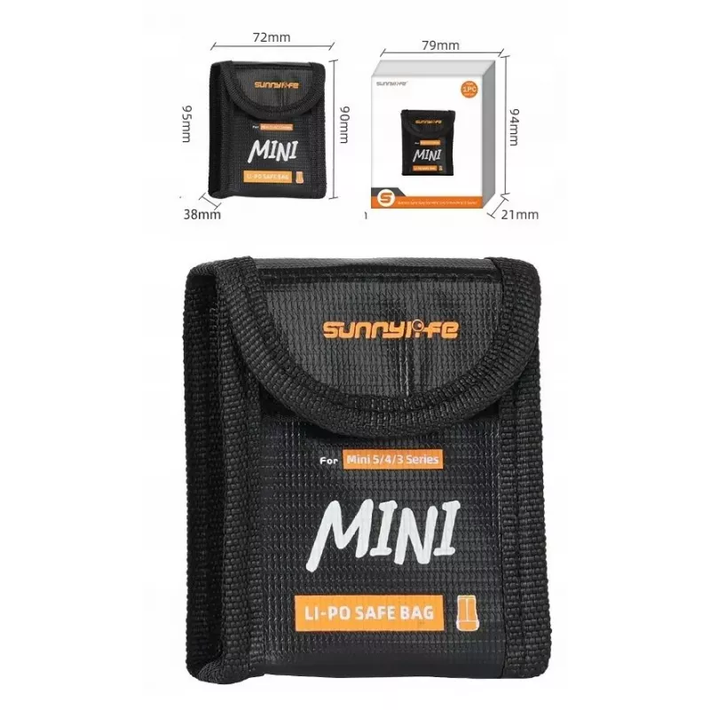 SUNNYLIFE Fireproof Battery Safety Bag, skirtas DJI Mini 5/4/3 Pro/3, Lito 1, Lito X1 - 1 akumuliatoriui