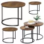 LEAN 3-in-1 apvalių kavos staliukų rinkinys Vintage Natural Wood 51cm 40cm 30cm