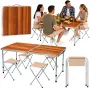 LEAN Camping Furniture Set - Sulankstomas stalas ir 4 taburetės mediniame lagamine
