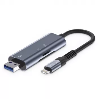 TECH-PROTECT ULTRABOOST Card Reader SD & Micro SD Lightning & USB pilka