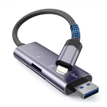 TECH-PROTECT ULTRABOOST Card Reader SD & Micro SD Lightning & USB pilka