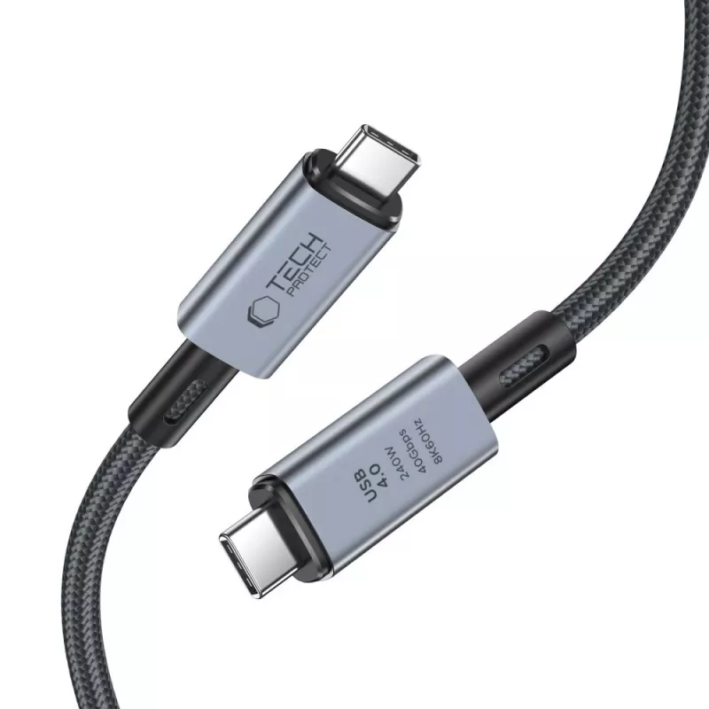 TECH-PROTECT ULTRABOOST MAX USB 4.0 8K 40Gbps Type-C Laidas PD240W 100cm Pilka