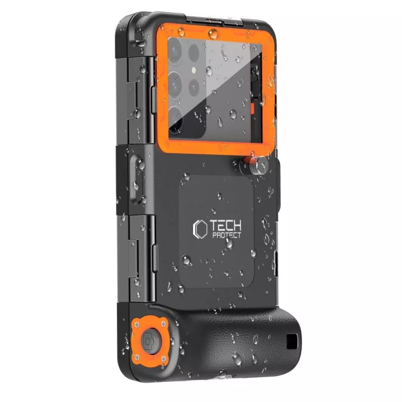 TECH-PROTECT IPX8 Universal Diving Waterproof Case Black/Orange