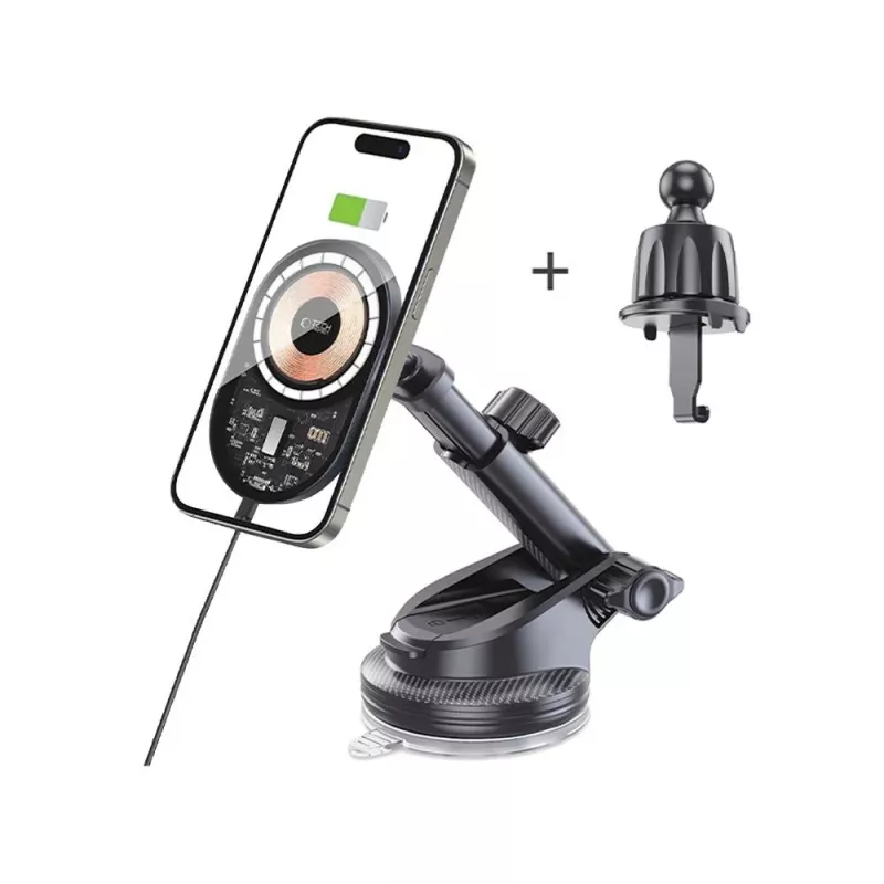 TECH-PROTECT MM15W-V6 Magnetic MagSafe Dashboard & Vent Car Mount Wireless Charger 15W Black/Interior