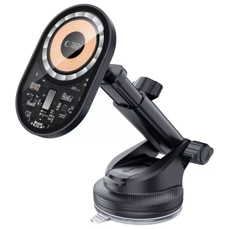 TECH-PROTECT MM15W-V6 Magnetic MagSafe Dashboard & Vent Car Mount Wireless Charger 15W Black/Interior