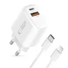 TECH-PROTECT NCA30 2-Port Network Charger PD 30W / QC3.0 + Lightning Cable White